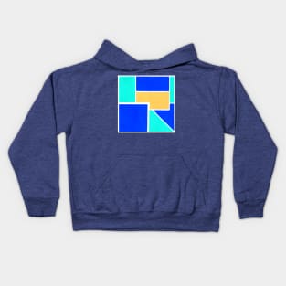 Inverted Blue Yellow Geometric Abstract Acrylic Painting Kids Hoodie